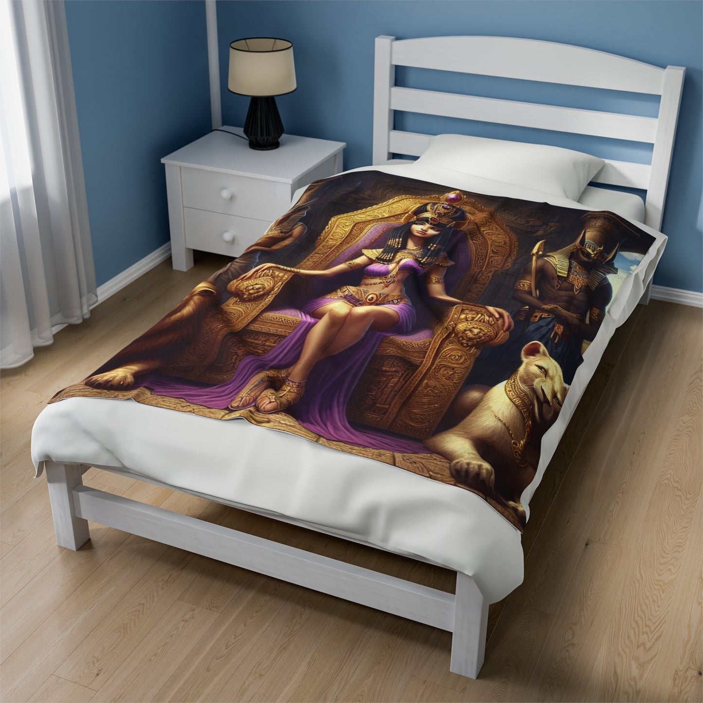 Light Cleopatra-Lions-Velveteen Plush Blanket