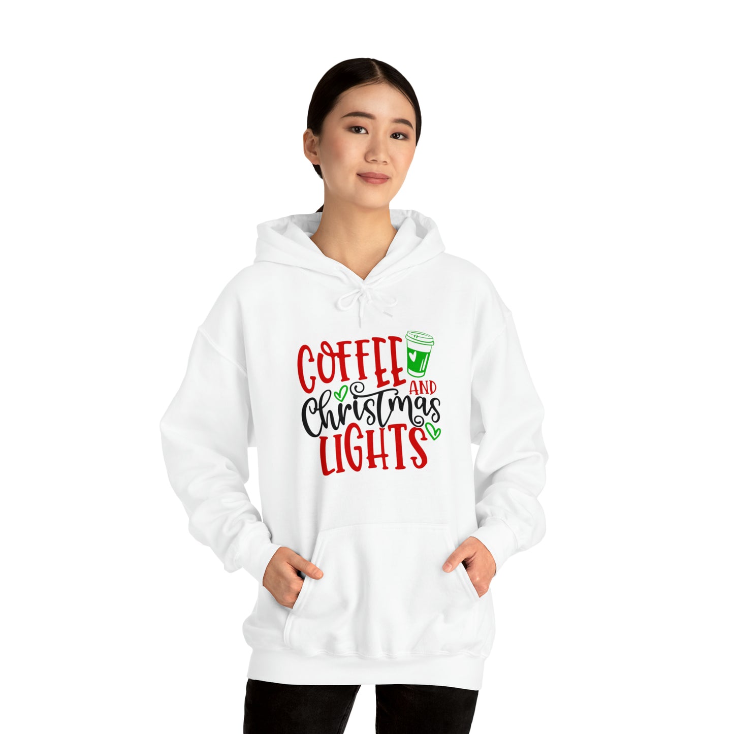 Christmas coffee lights- Unisex Heavy Blend™ Hooded Sweatshirt