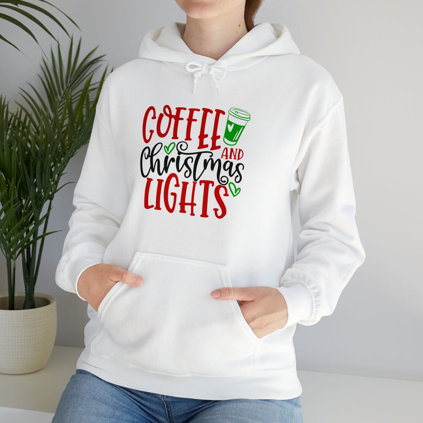 Christmas coffee lights- Unisex Heavy Blend™ Hooded Sweatshirt