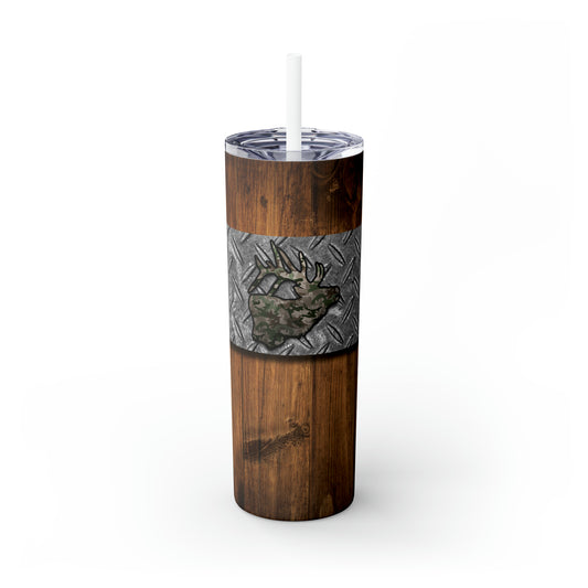 Elk Hunting - Skinny Tumbler with Straw, 20oz