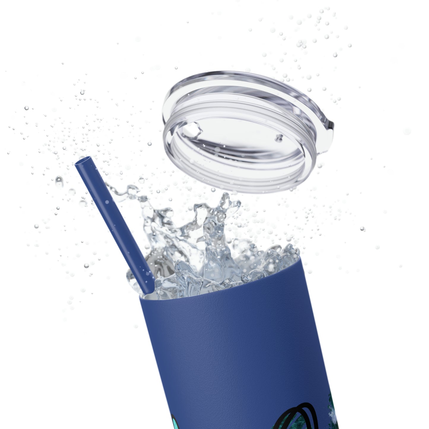 Peace love beach- Skinny Tumbler with Straw, 20oz