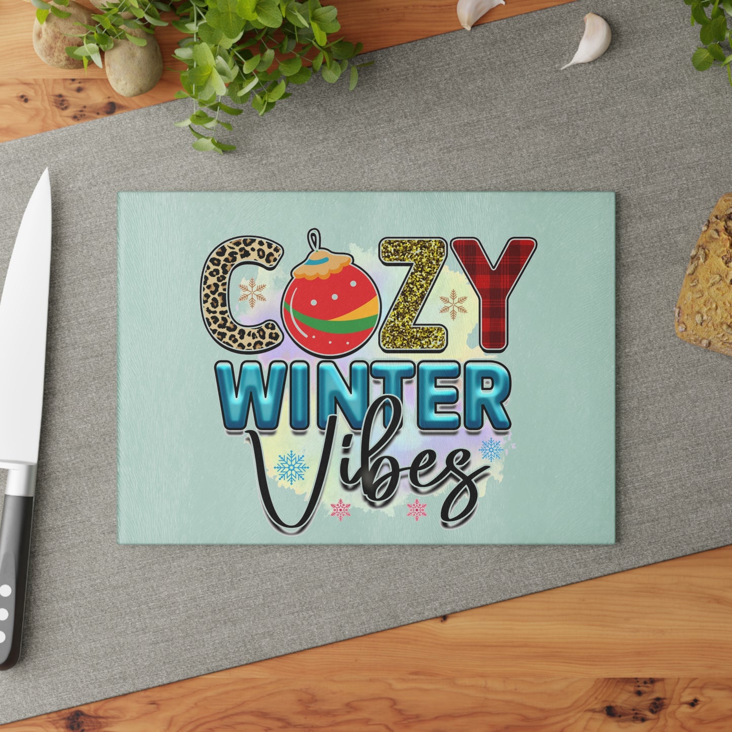 COZY WINTER-Glass Cutting Board