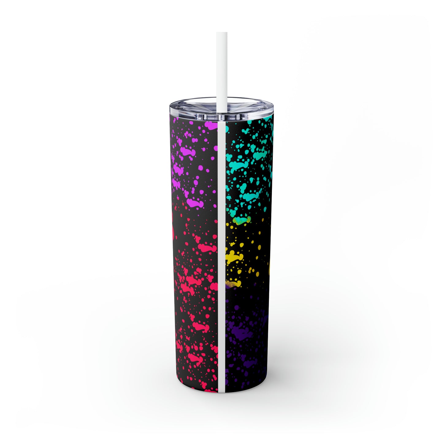 Multi-color Paw- Skinny Tumbler with Straw, 20oz