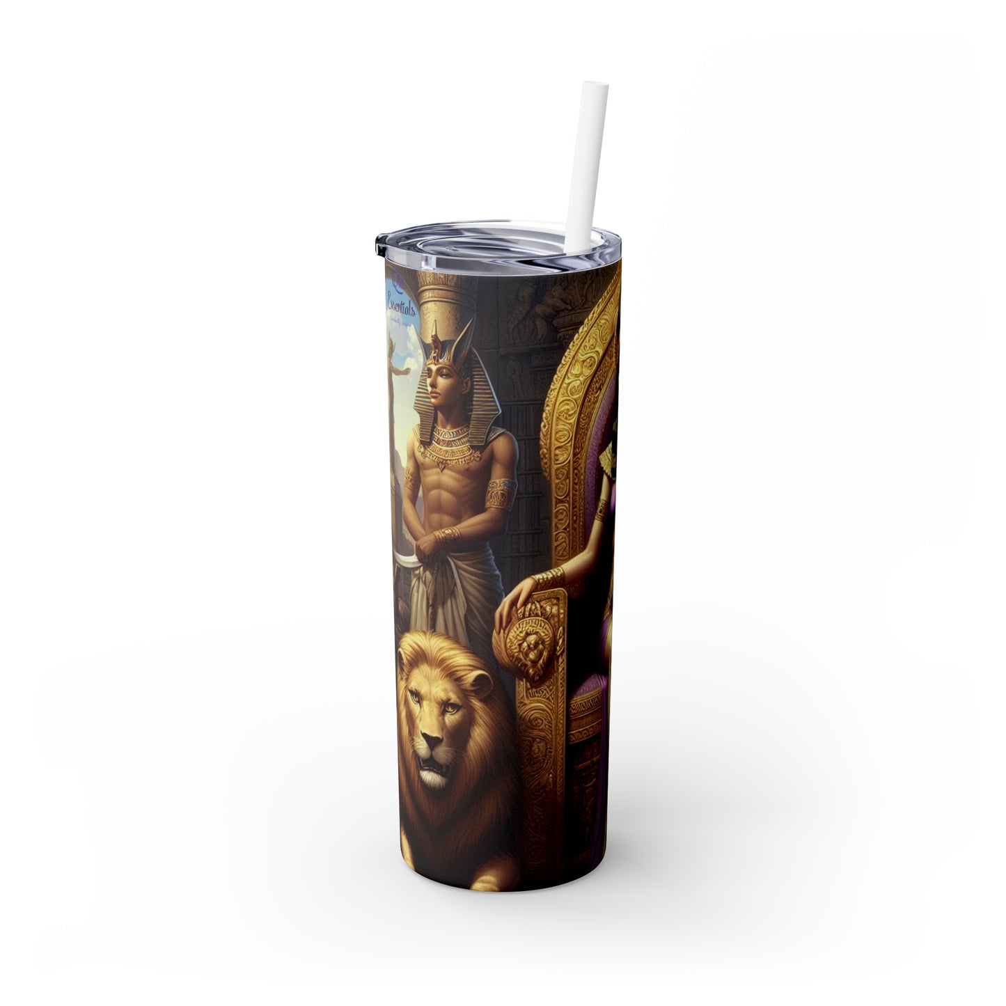 Light Cleopatra with Lions- Skinny Tumbler with Straw, 20oz