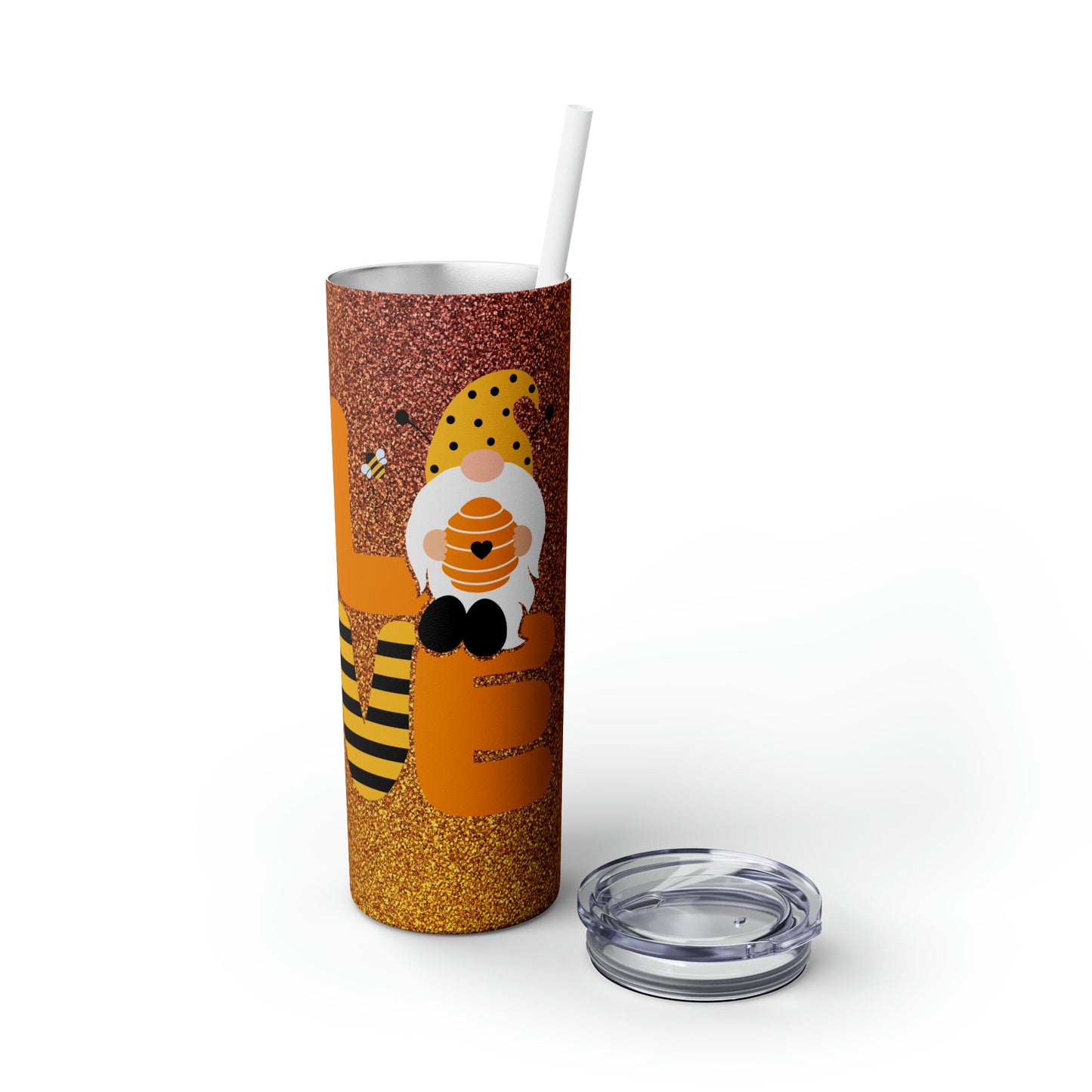 Fall Gnome love-Skinny Tumbler with Straw, 20oz