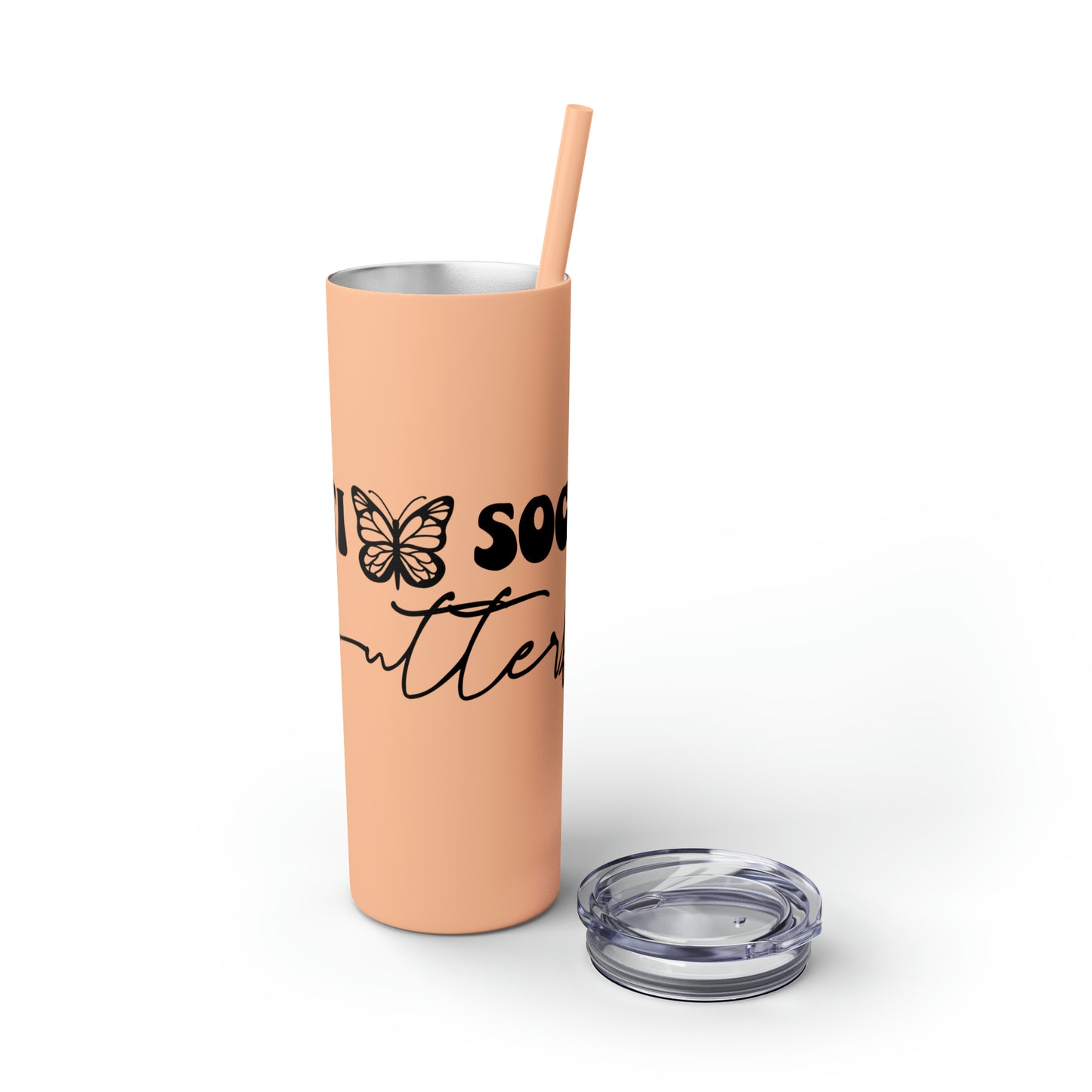 Anti-social butterfly-Skinny Tumbler with Straw, 20oz