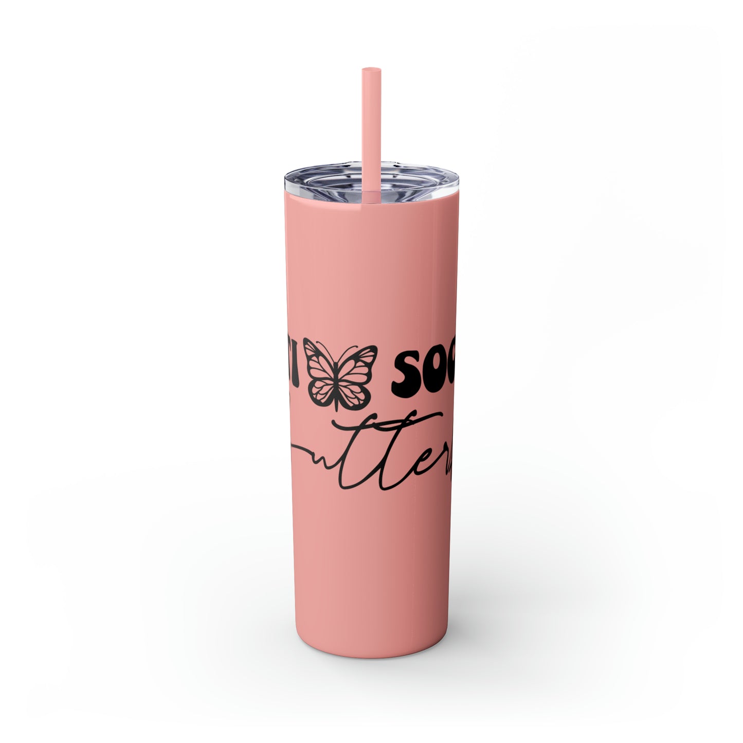 Anti-social butterfly-Skinny Tumbler with Straw, 20oz