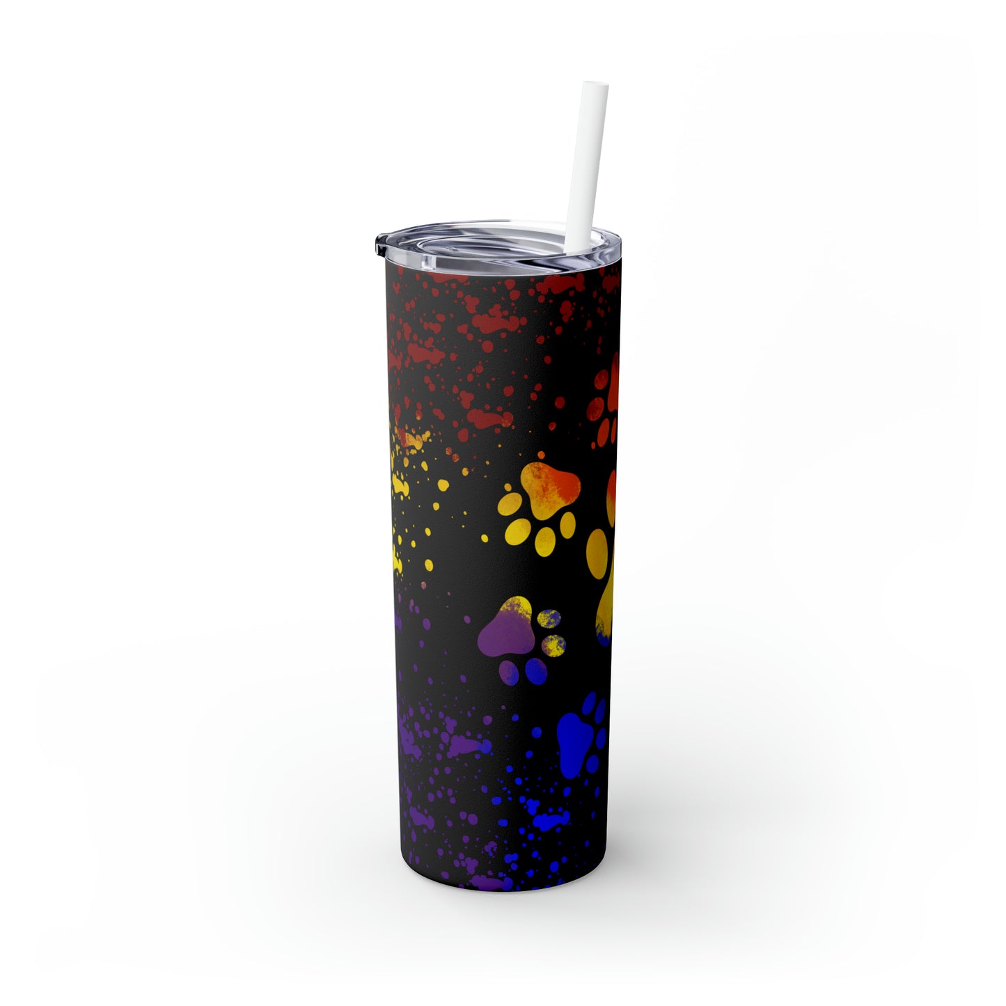 Rainbow Paw- Skinny Tumbler with Straw, 20oz