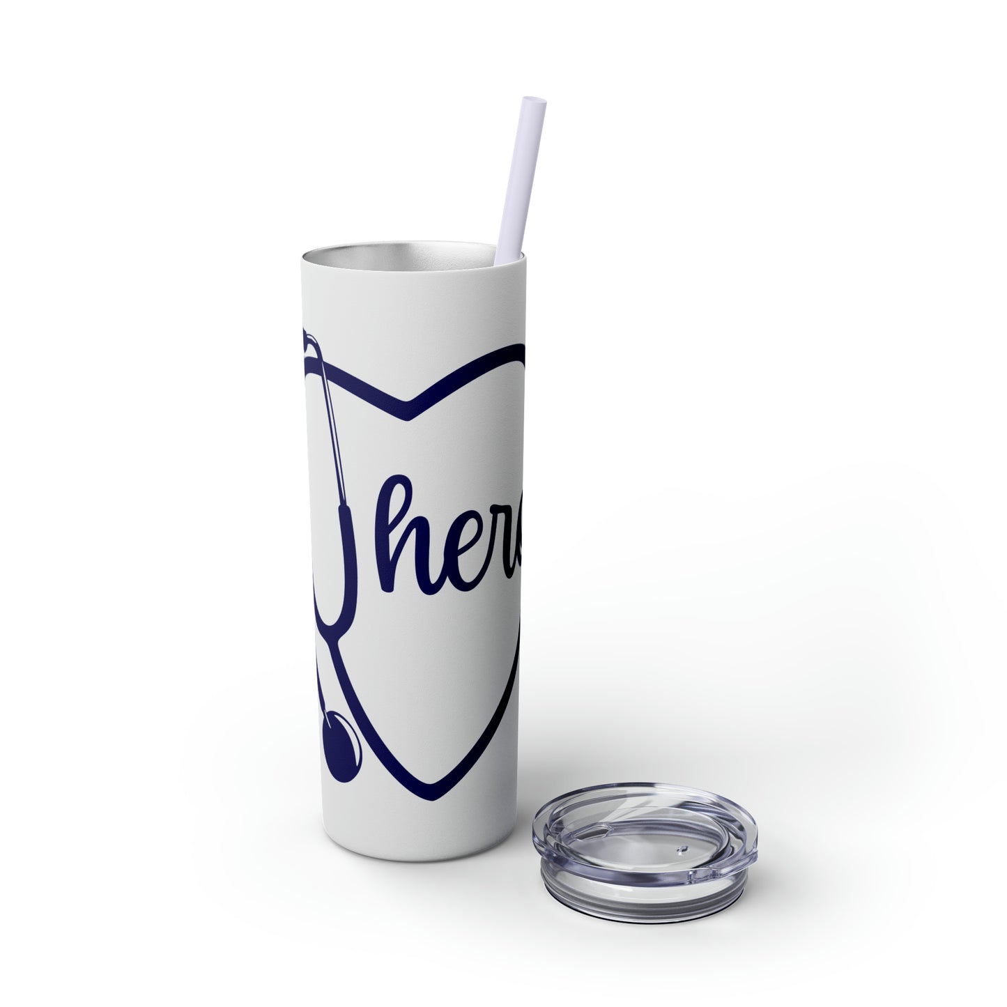 Hero-Skinny Tumbler with Straw, 20oz