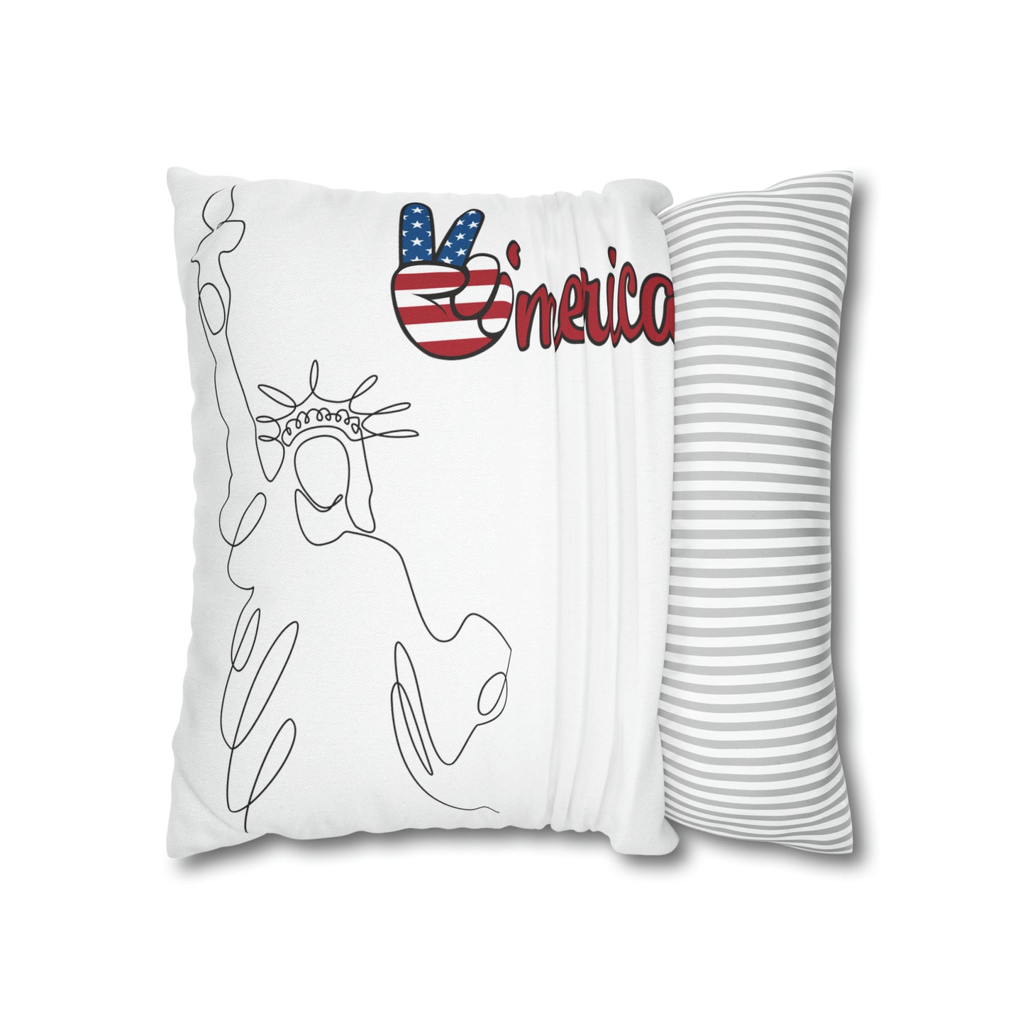 Liberty-Statue-Spun Polyester Square Pillow Case