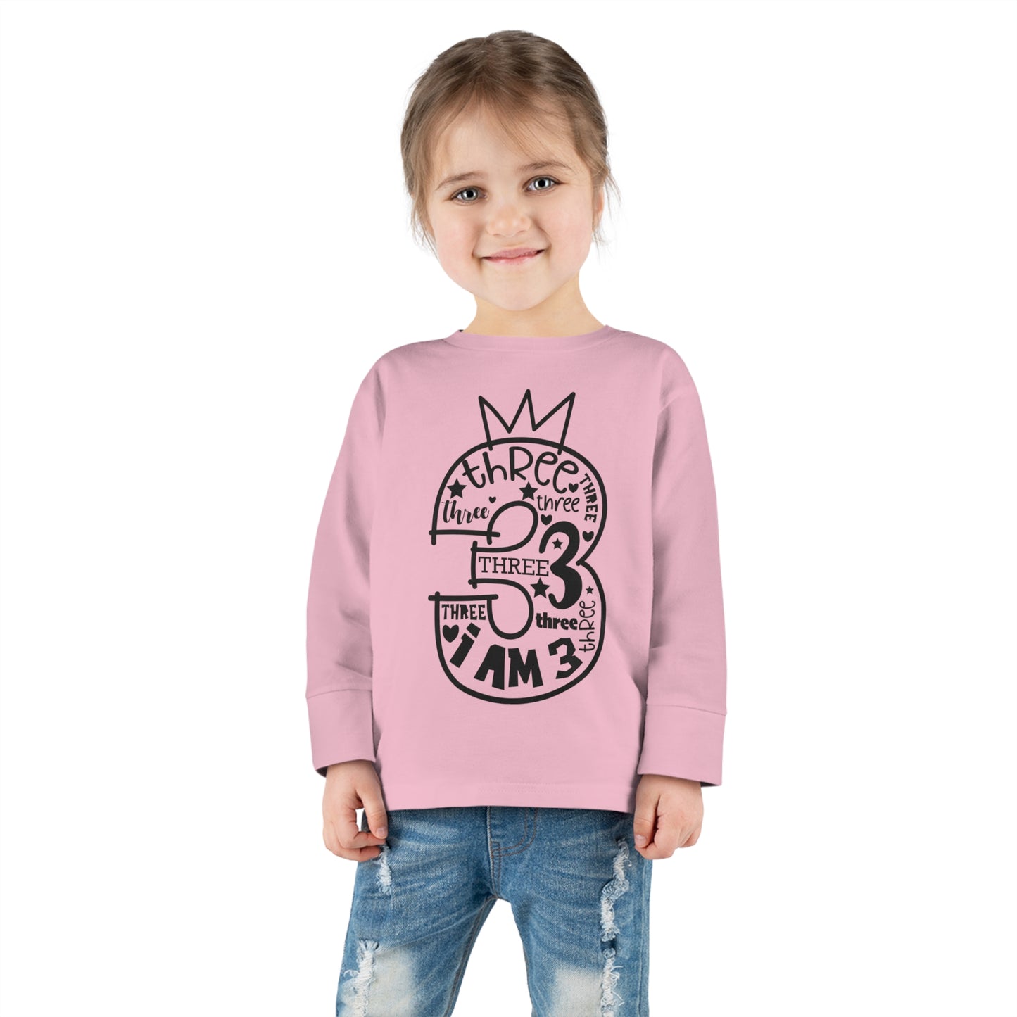 I'm three-Toddler Long Sleeve Tee