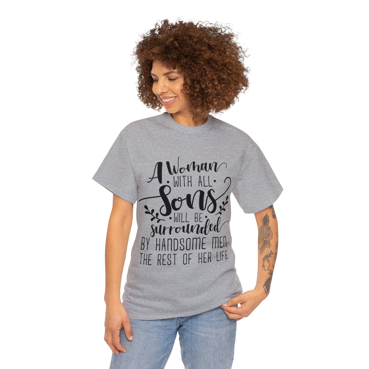 A mother's with all sons- Unisex Heavy Cotton Tee