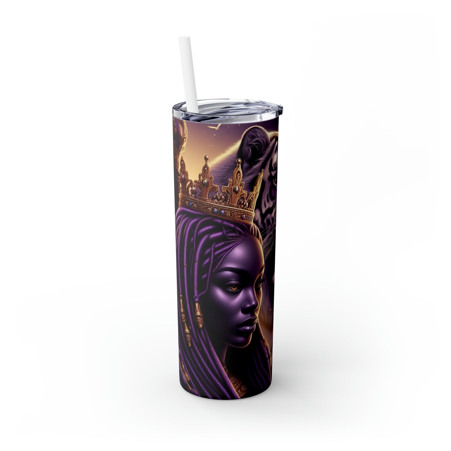 Alpha King and Queen- Skinny Tumbler with Straw, 20oz