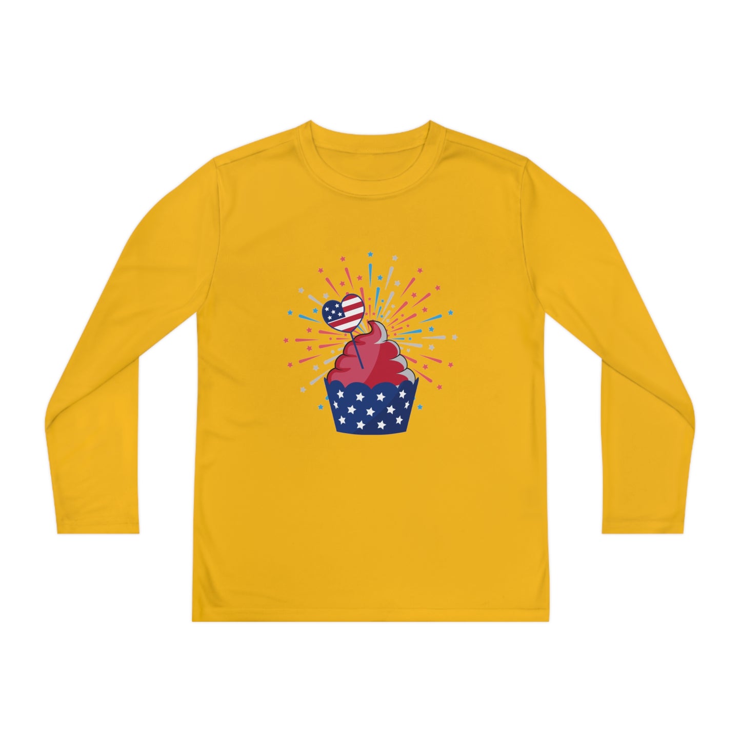 Red-White and Blue Cupcake-Youth Long Sleeve Competitor Tee