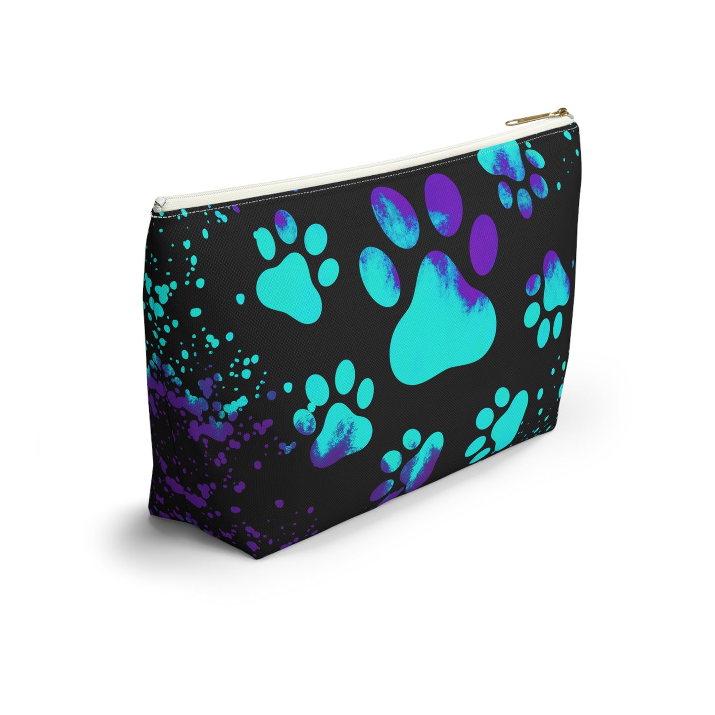 Purple and blue paw print- Accessory Pouch w T-bottom