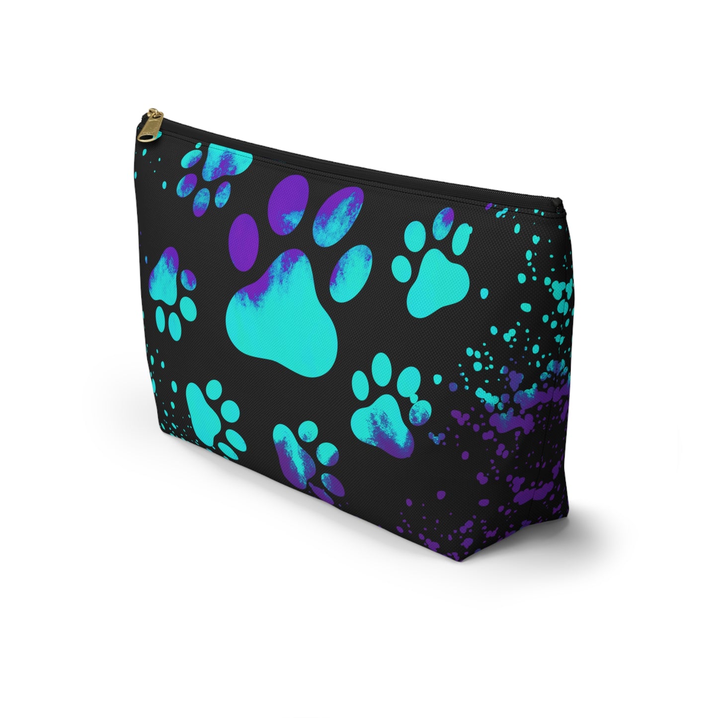 Purple and blue paw print- Accessory Pouch w T-bottom