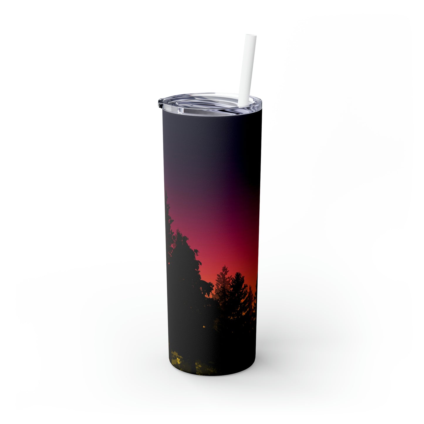 Night sunset- Skinny Tumbler with Straw, 20oz