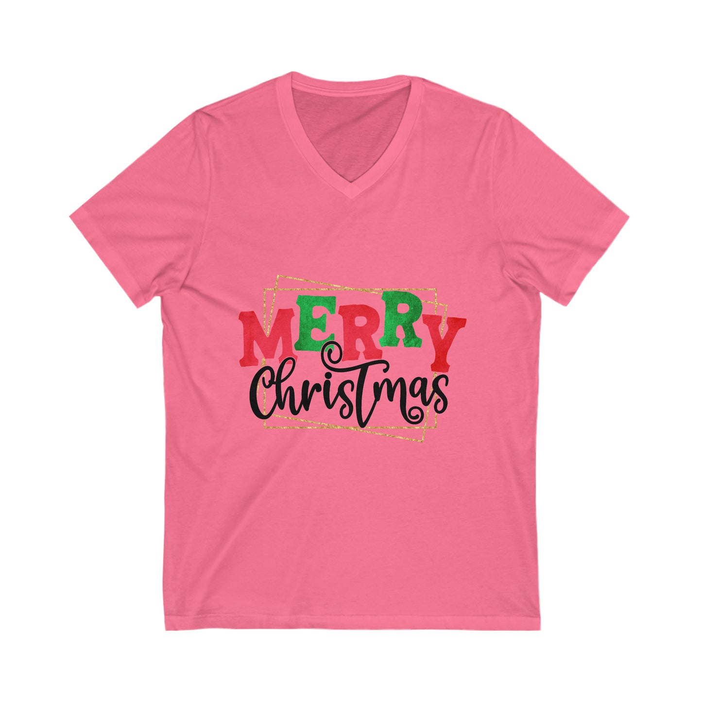 Merry Christmas- Unisex Jersey Short Sleeve V-Neck Tee