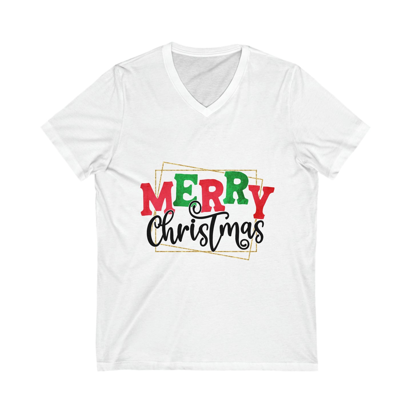 Merry Christmas- Unisex Jersey Short Sleeve V-Neck Tee