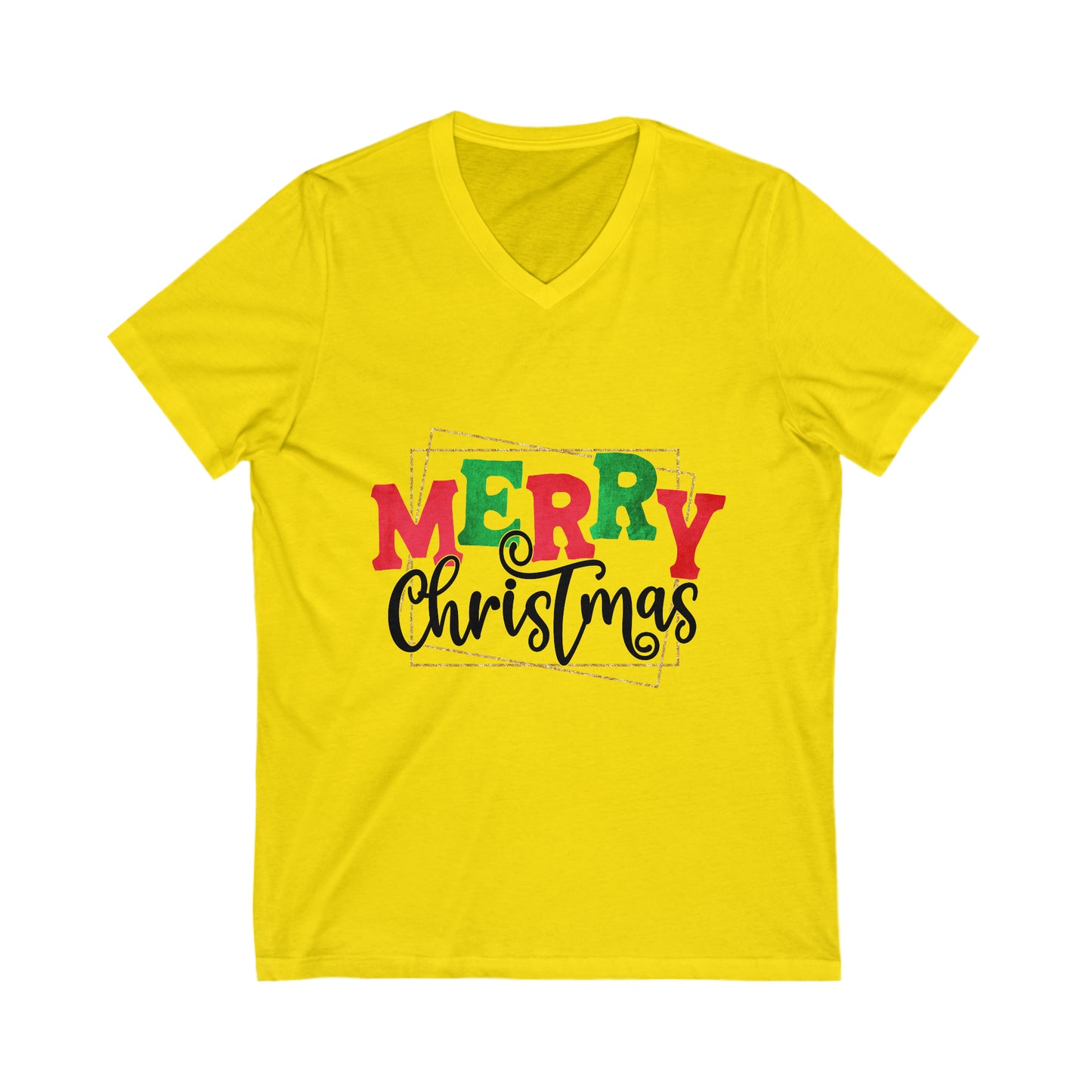 Merry Christmas- Unisex Jersey Short Sleeve V-Neck Tee