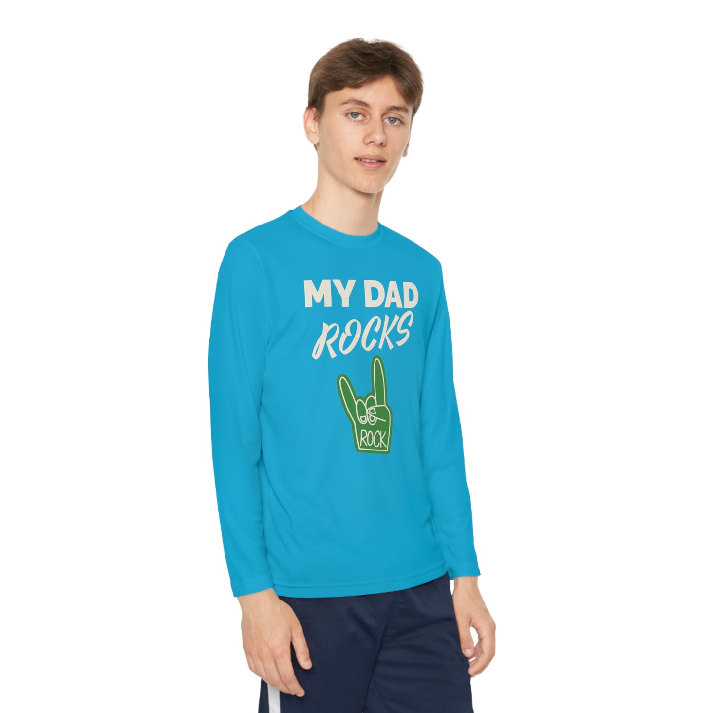 My dad rocks-Youth Long Sleeve Competitor Tee