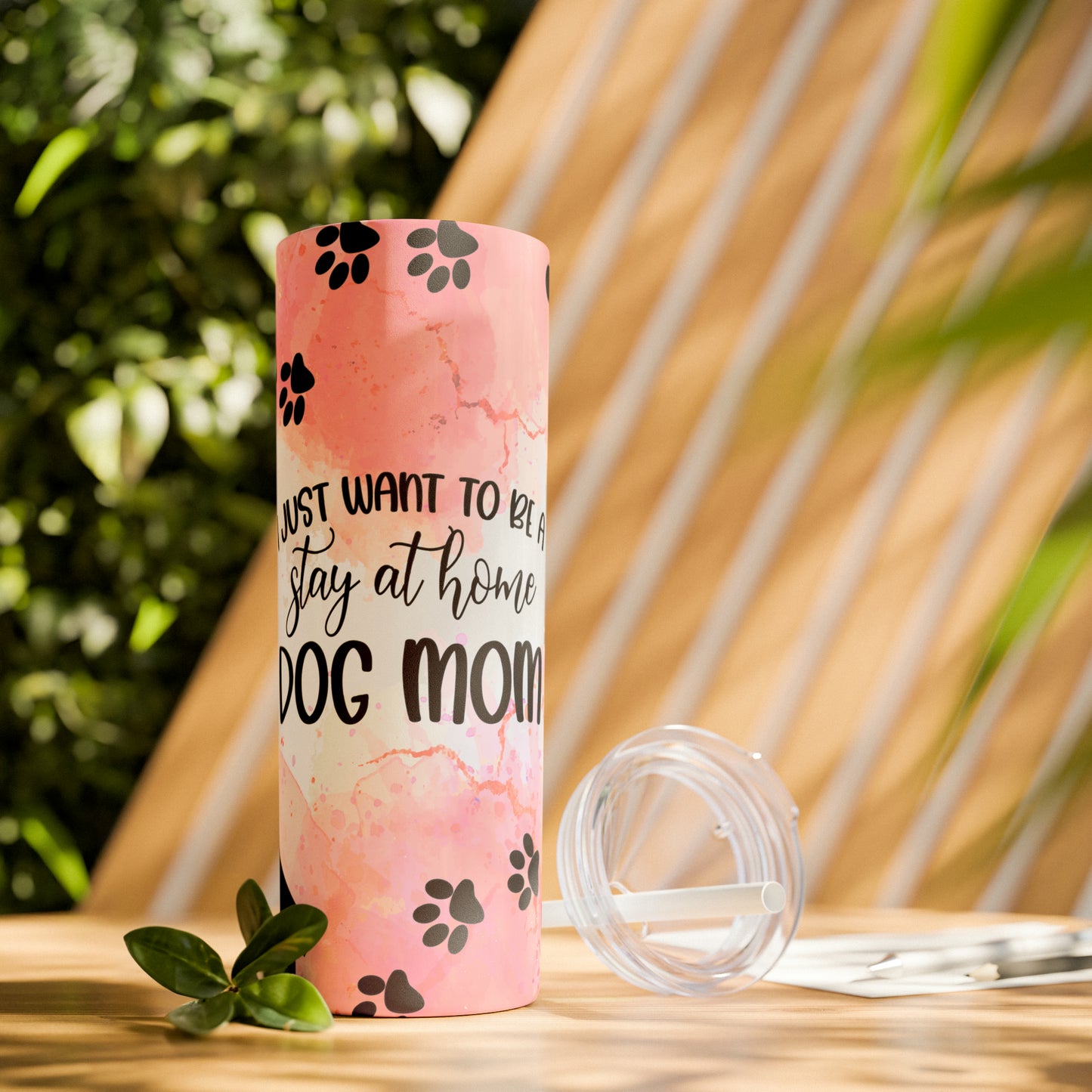 Dog mom-Skinny Tumbler with Straw, 20oz