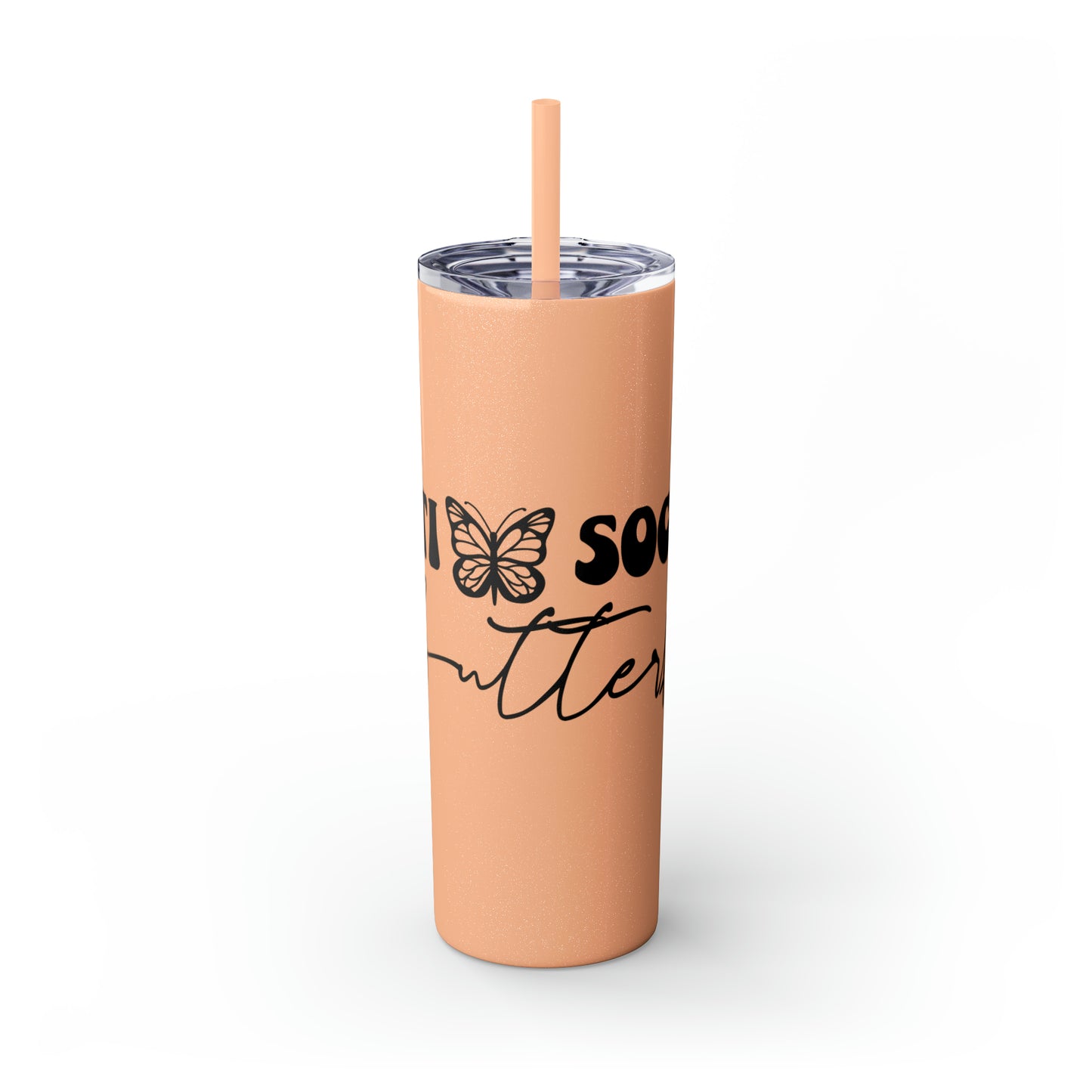 Anti-social butterfly-Skinny Tumbler with Straw, 20oz