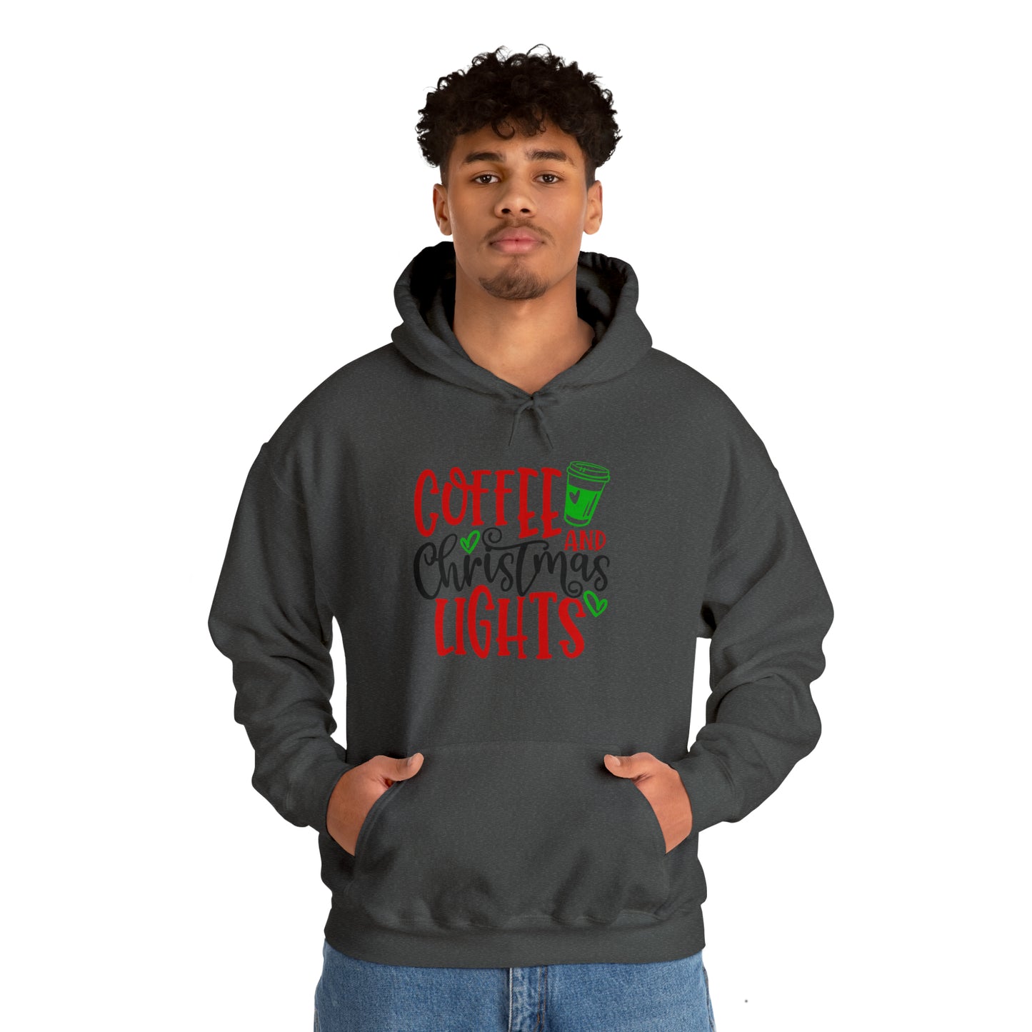 Christmas coffee lights- Unisex Heavy Blend™ Hooded Sweatshirt