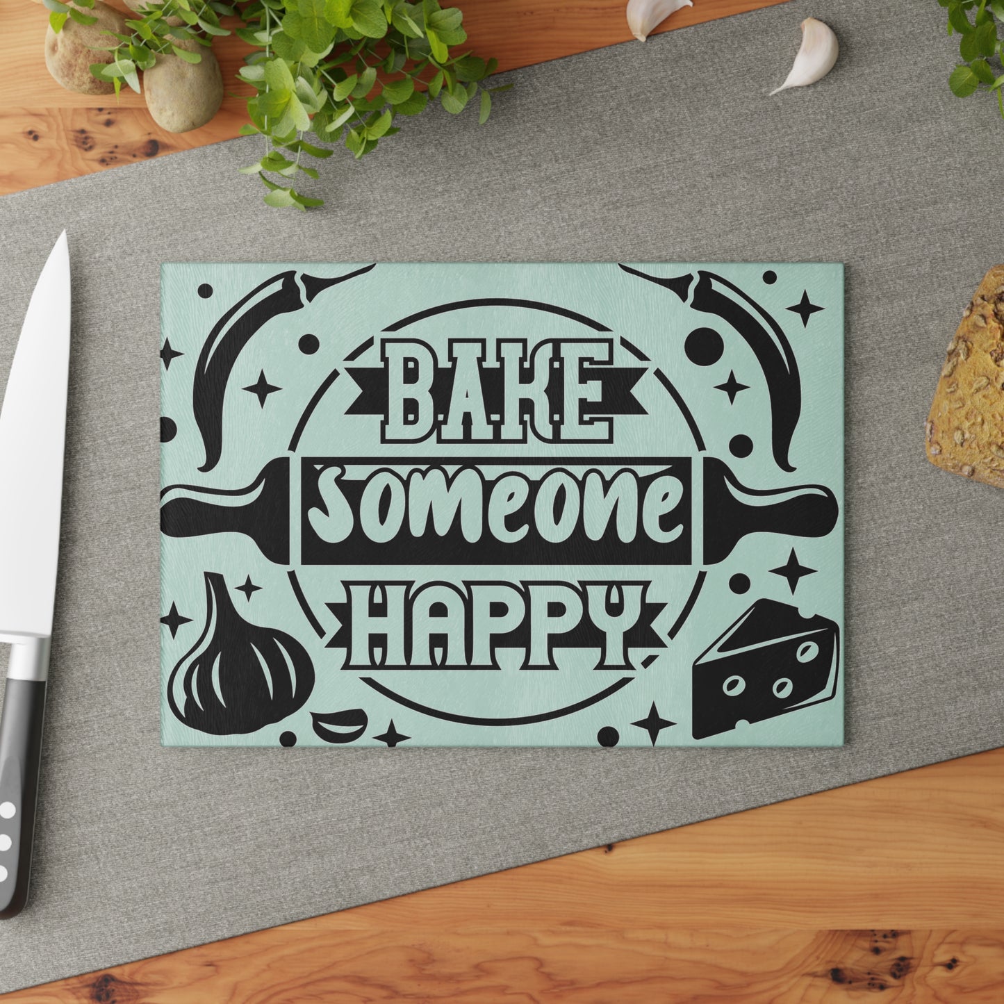 BAKE SOMEONE HAPPY-Glass Cutting Board