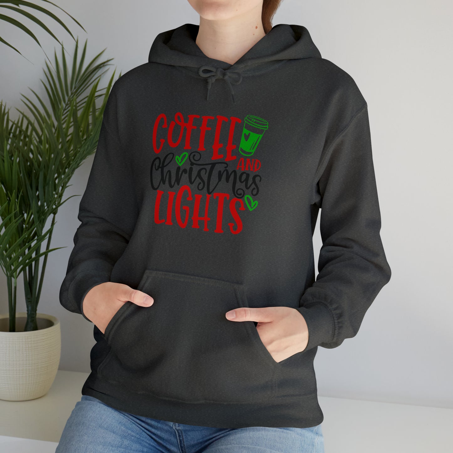 Christmas coffee lights- Unisex Heavy Blend™ Hooded Sweatshirt