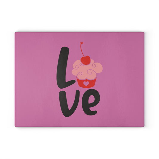 Love cupcake- Glass Cutting Board