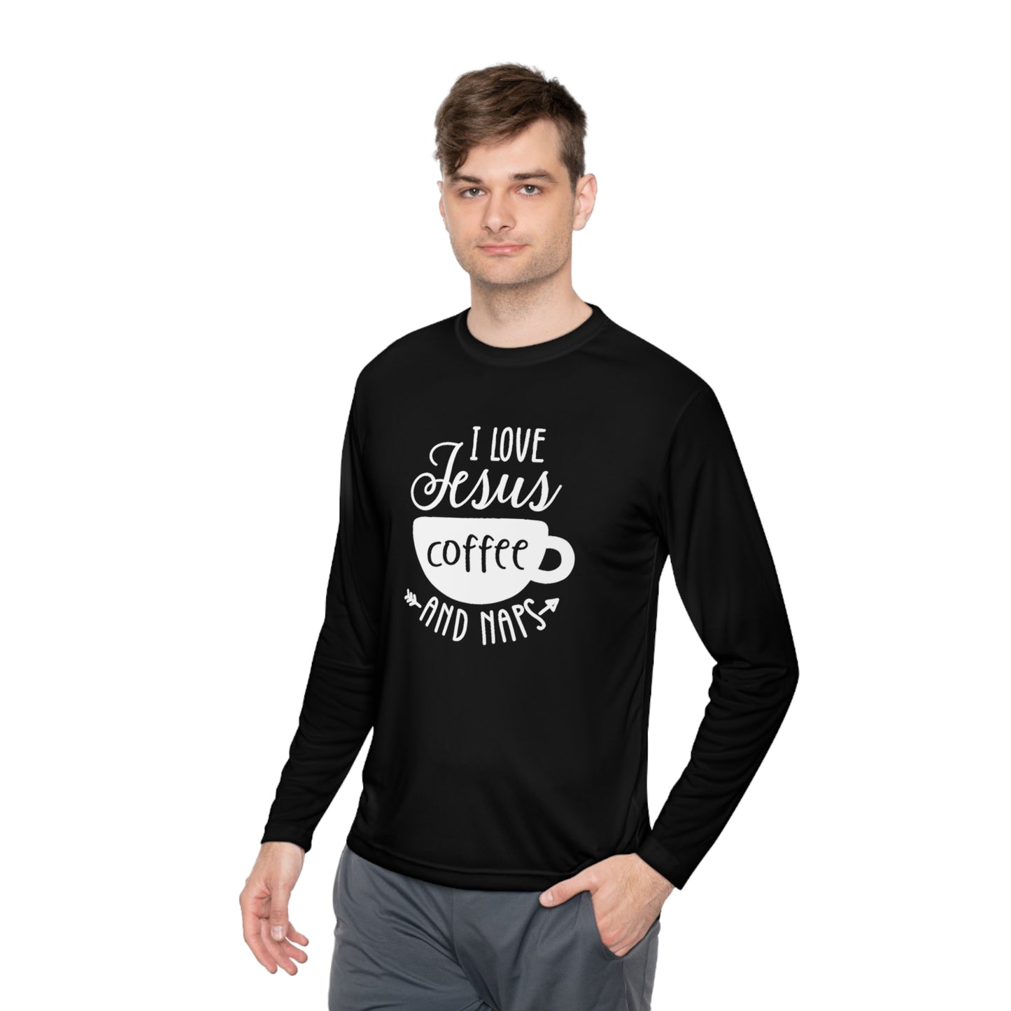 I love Jesus coffee and naps - Unisex Lightweight Long Sleeve Tee