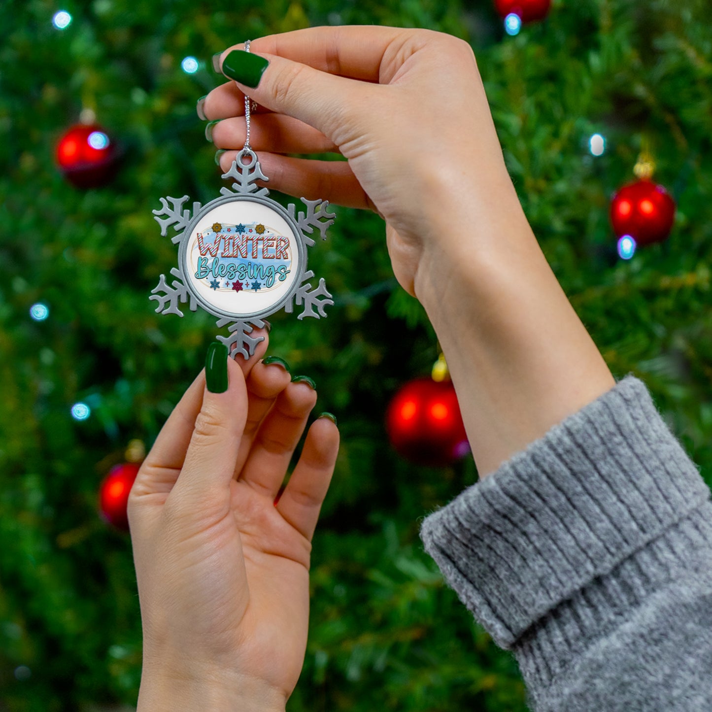 Winter Blessings-Pewter Snowflake Ornament