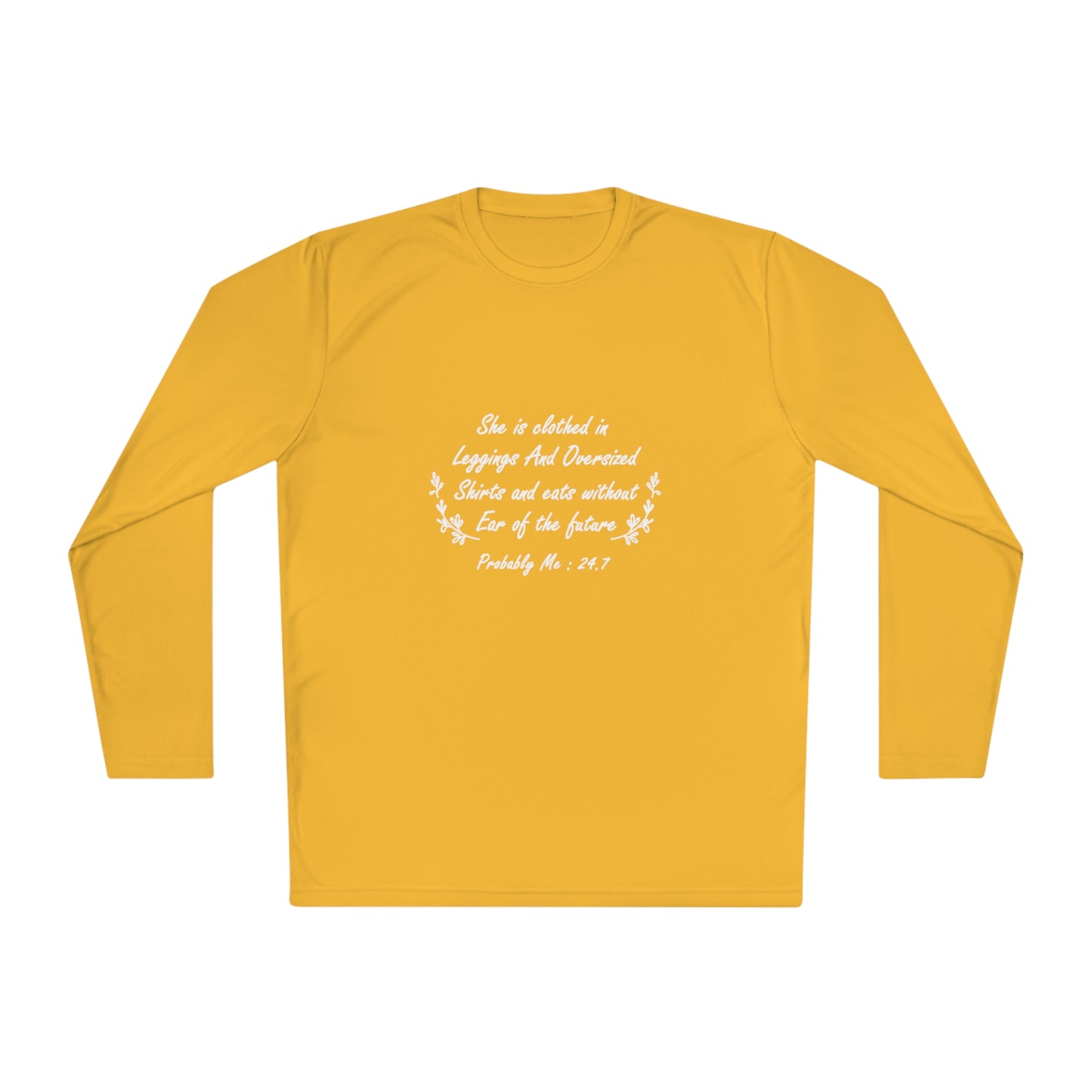 She is clothed in over-sized shirts-Unisex Lightweight Long Sleeve Tee