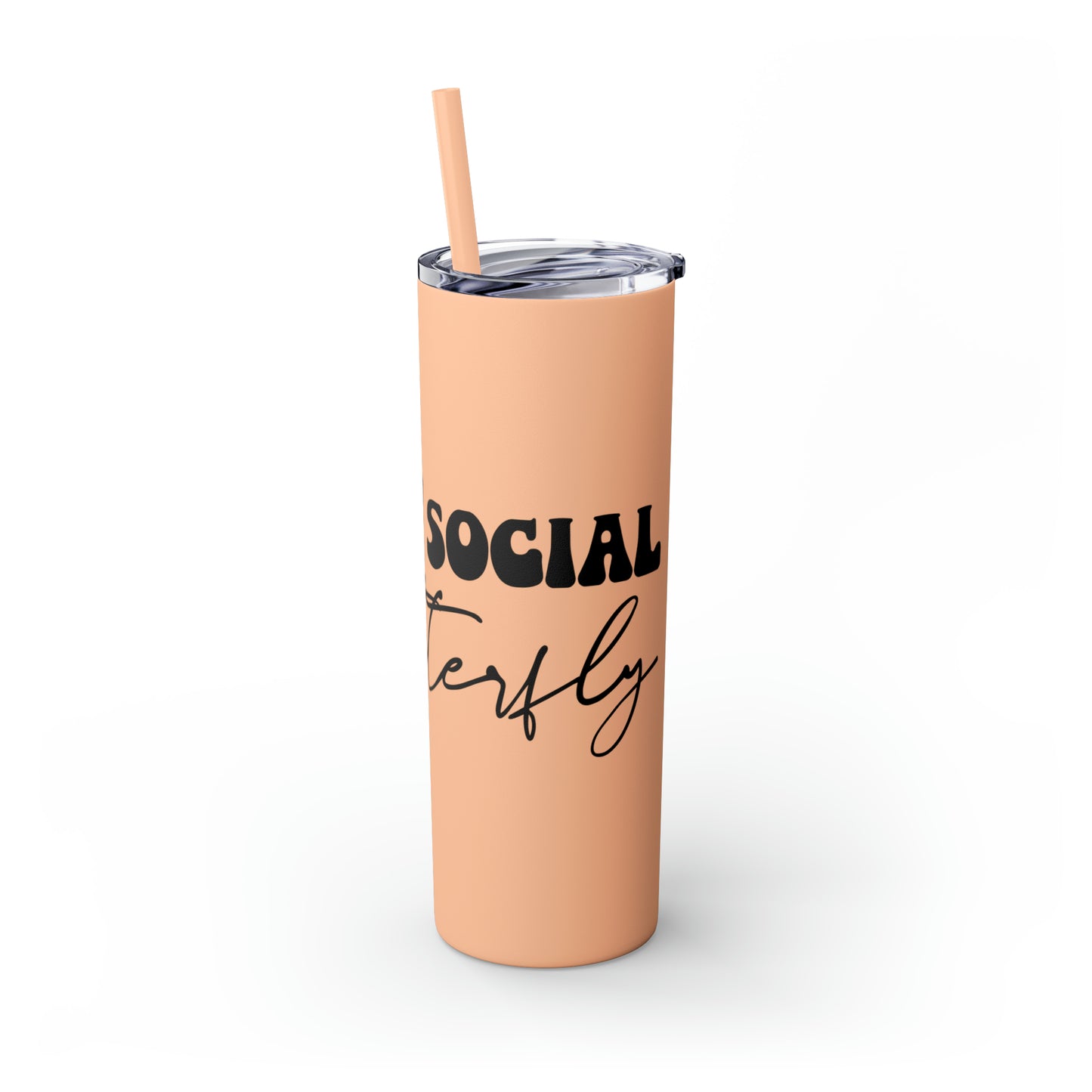 Anti-social butterfly-Skinny Tumbler with Straw, 20oz