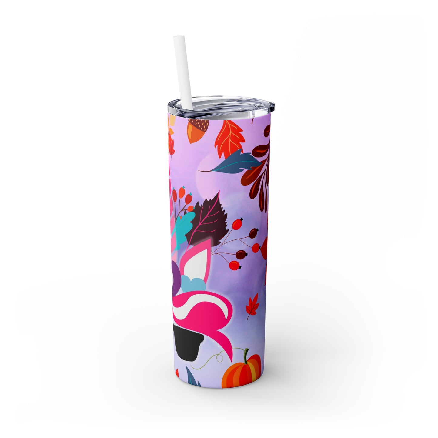 Purple Unicorn Shades- Skinny Tumbler with Straw, 20oz