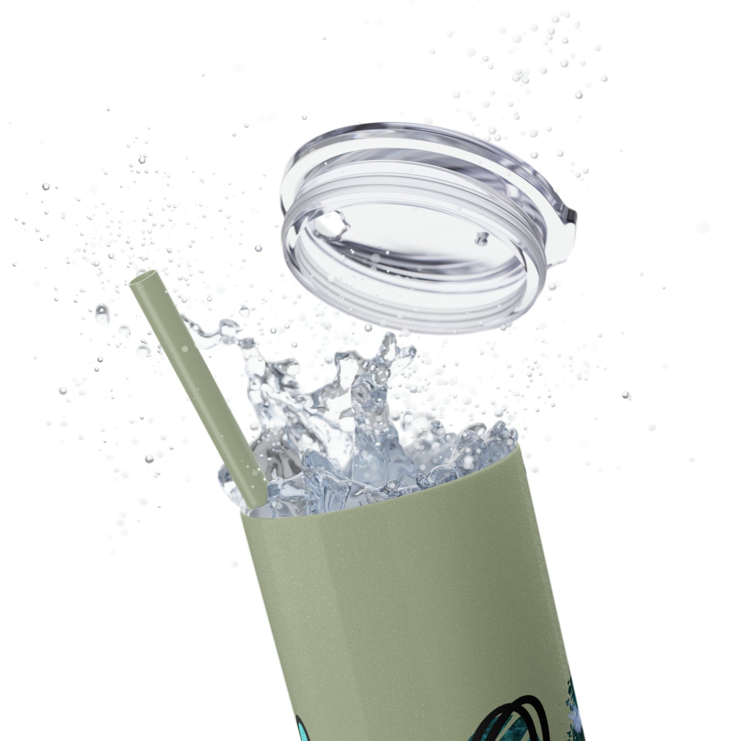 Peace love beach- Skinny Tumbler with Straw, 20oz