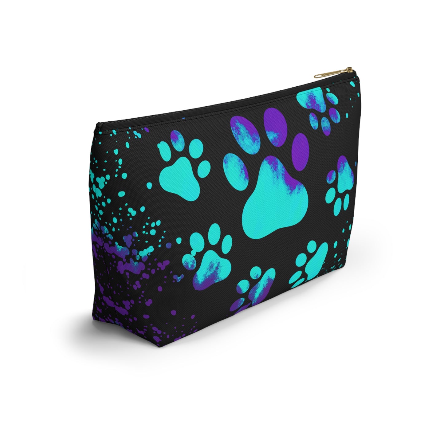 Purple and blue paw print- Accessory Pouch w T-bottom