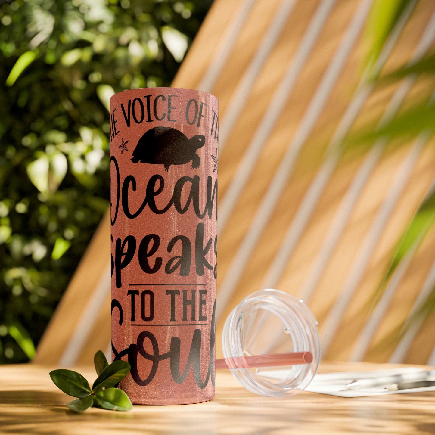 The ocean speaks-Skinny Tumbler with Straw, 20oz