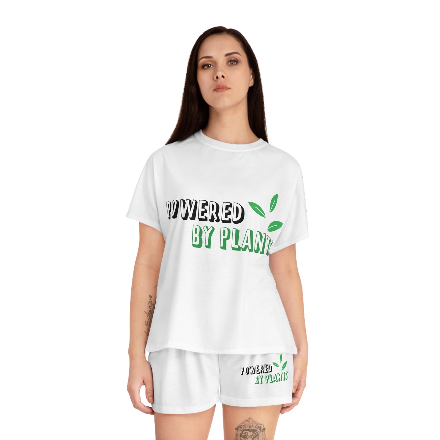 Powered by Plants- Women's Short Pajama Set (AOP)