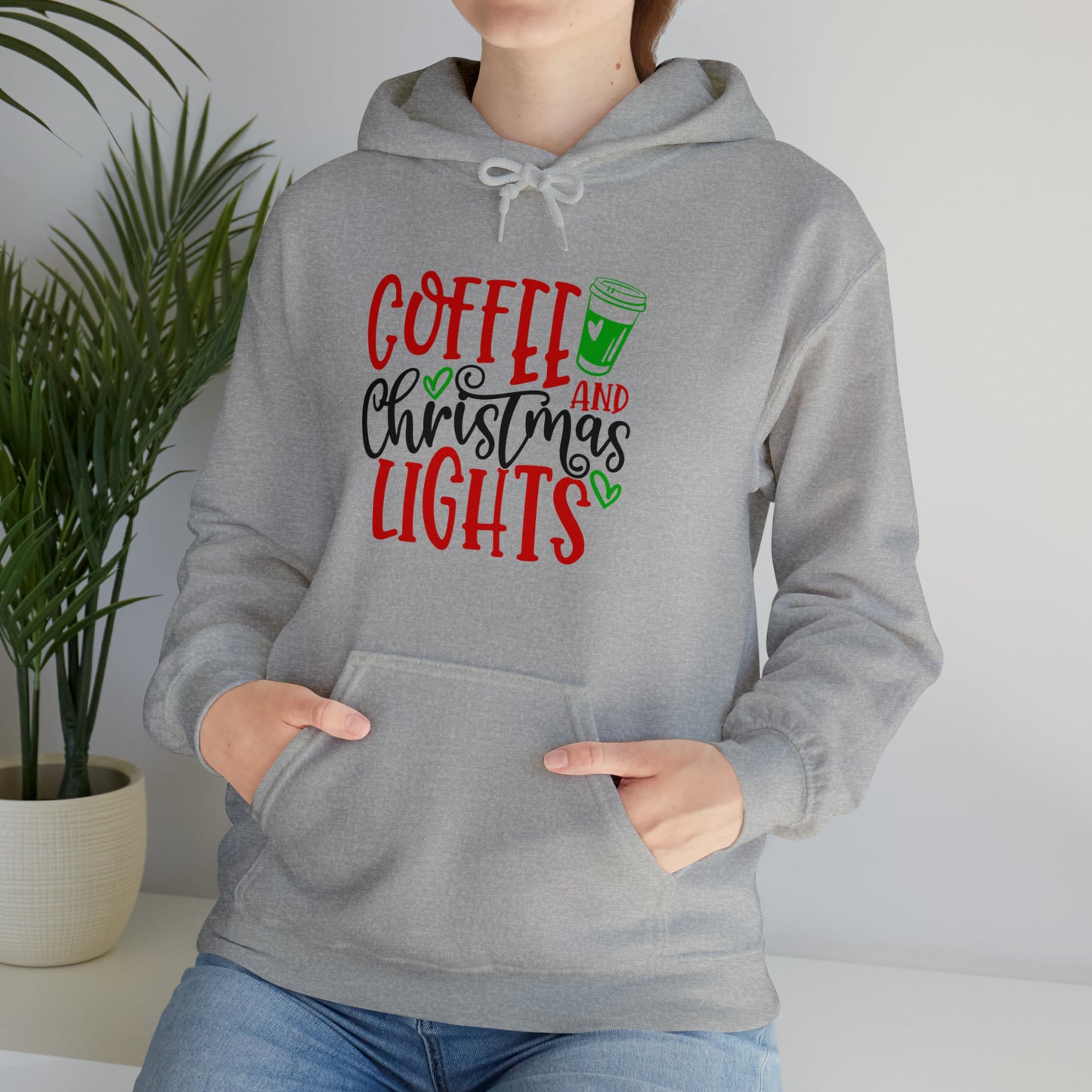 Christmas coffee lights- Unisex Heavy Blend™ Hooded Sweatshirt