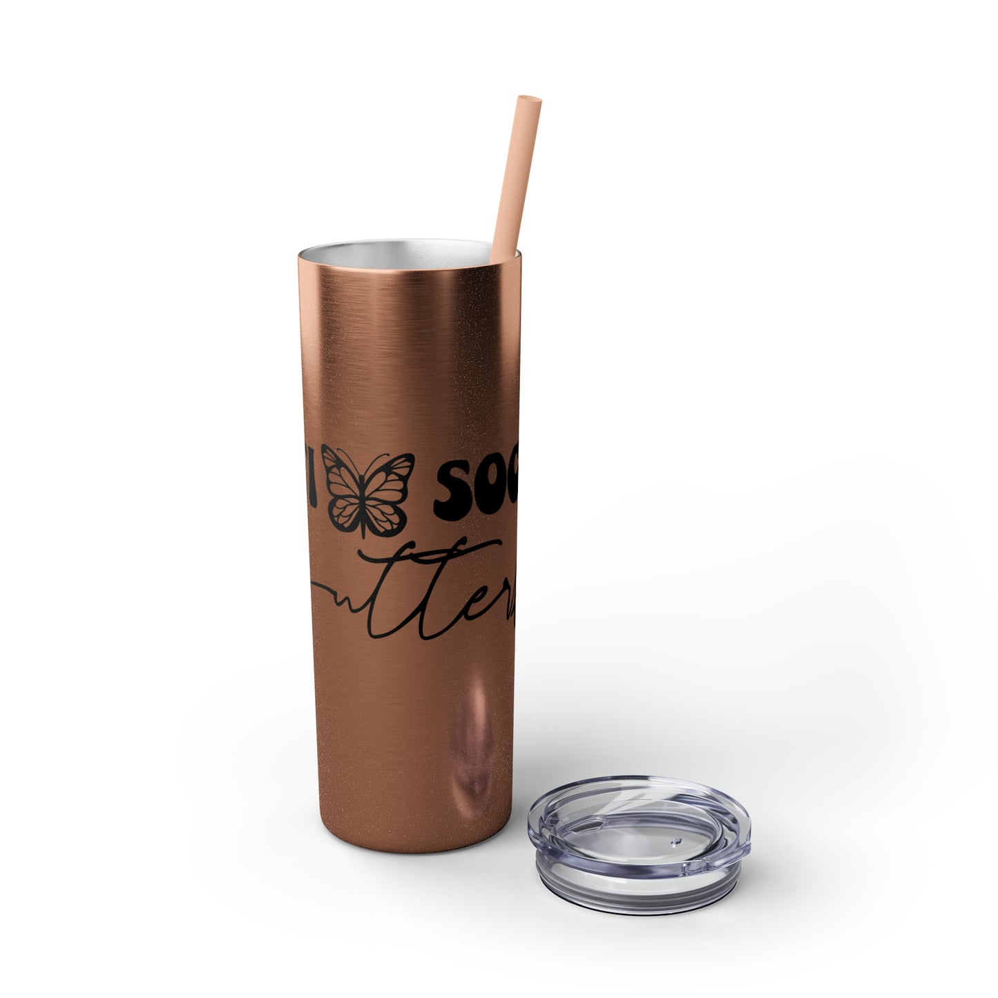 Anti-social butterfly-Skinny Tumbler with Straw, 20oz