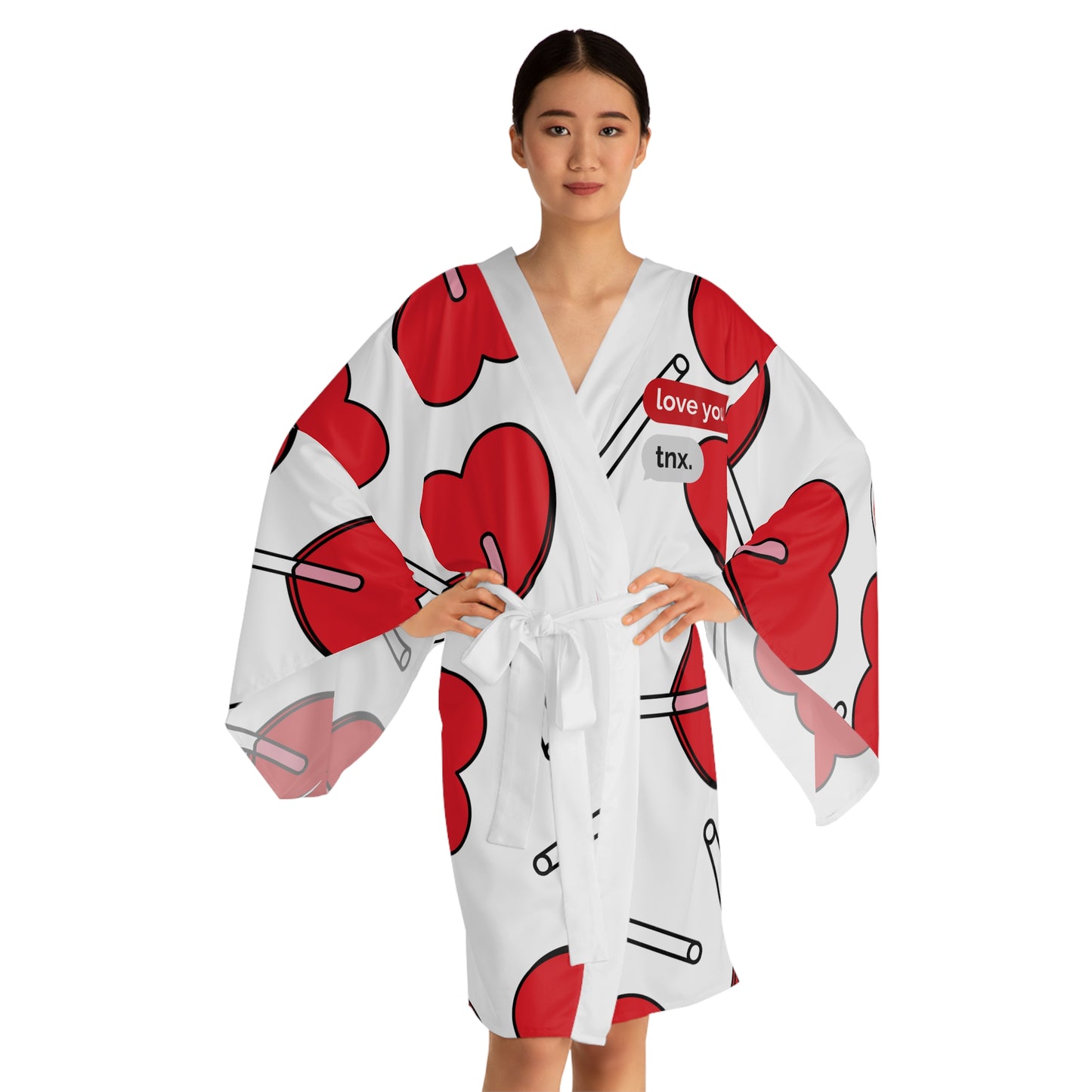 Love you-Thx-Long Sleeve Kimono Robe (AOP)