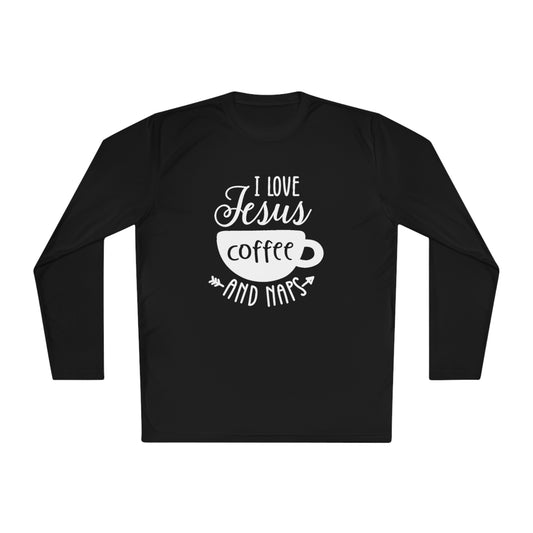 I love Jesus coffee and naps - Unisex Lightweight Long Sleeve Tee