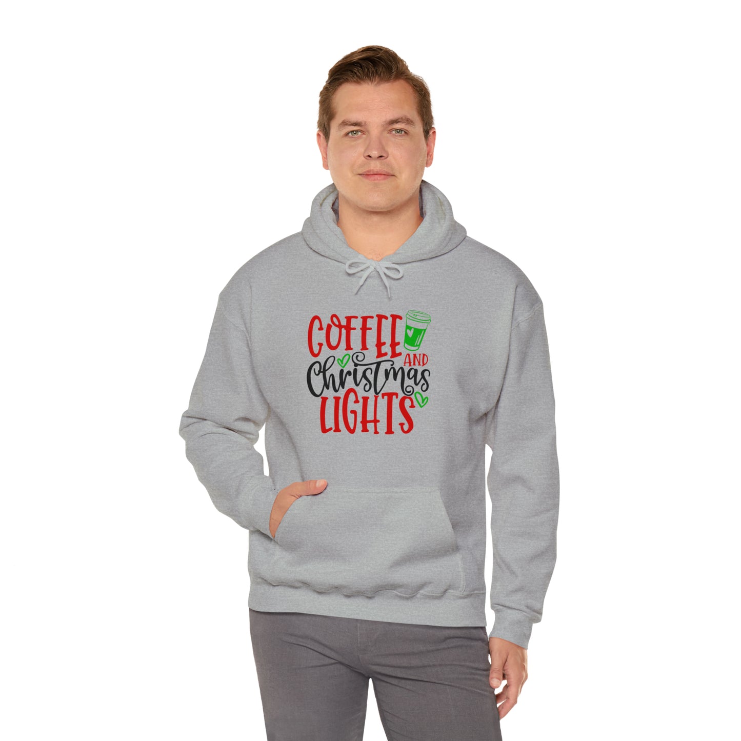 Christmas coffee lights- Unisex Heavy Blend™ Hooded Sweatshirt