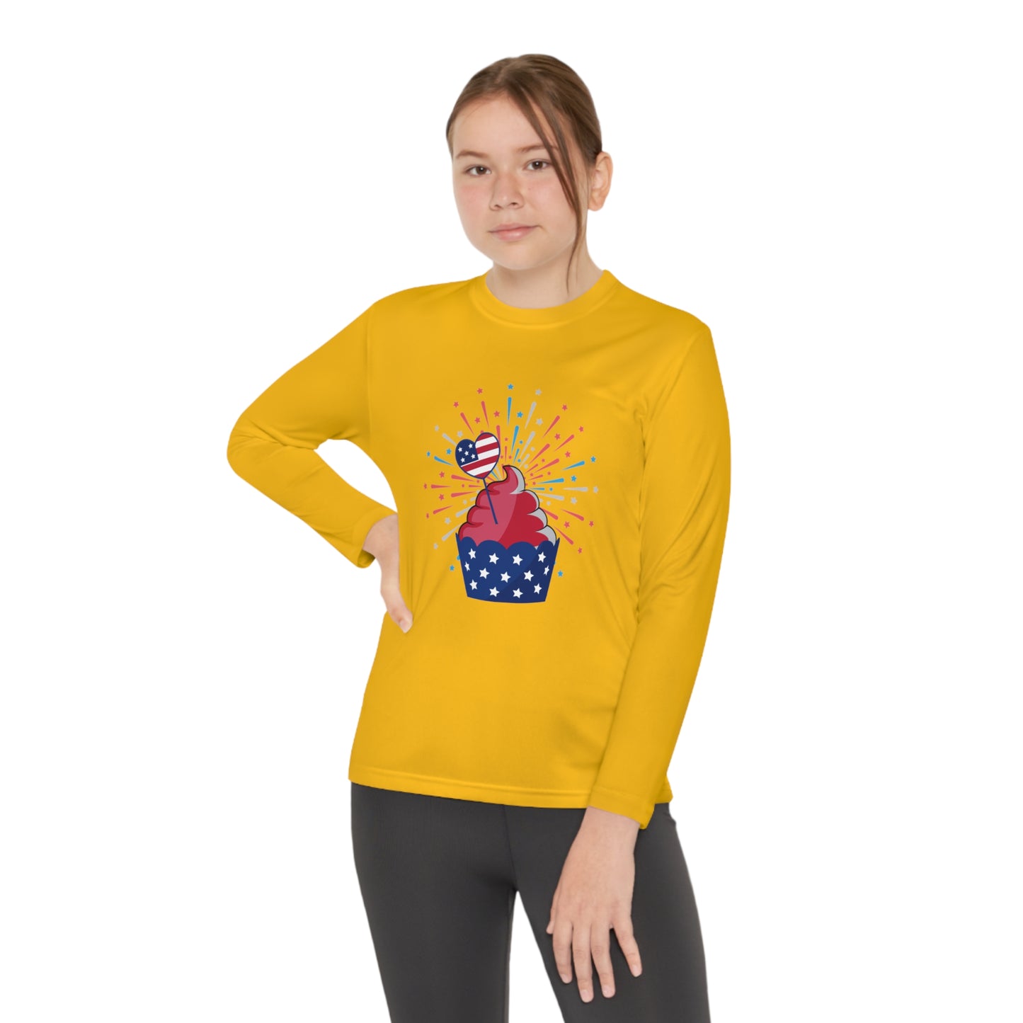 Red-White and Blue Cupcake-Youth Long Sleeve Competitor Tee