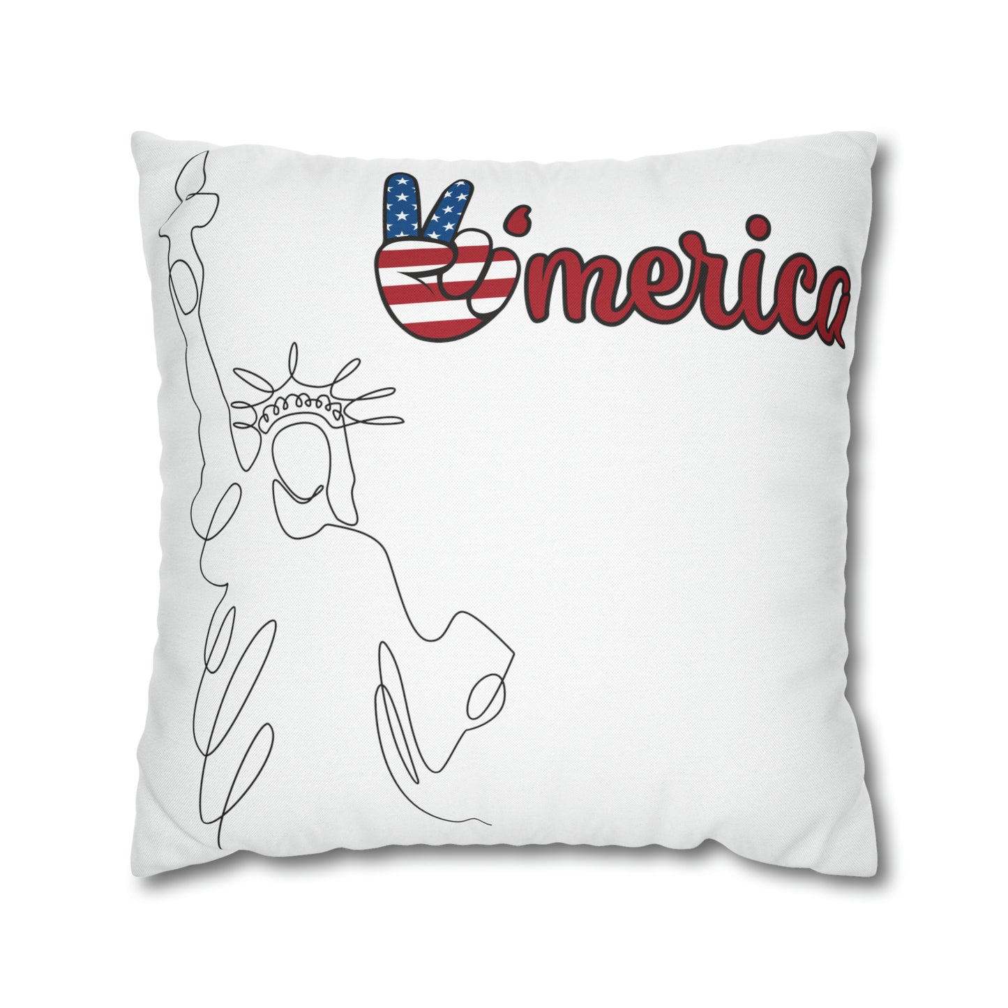 Liberty-Statue-Spun Polyester Square Pillow Case