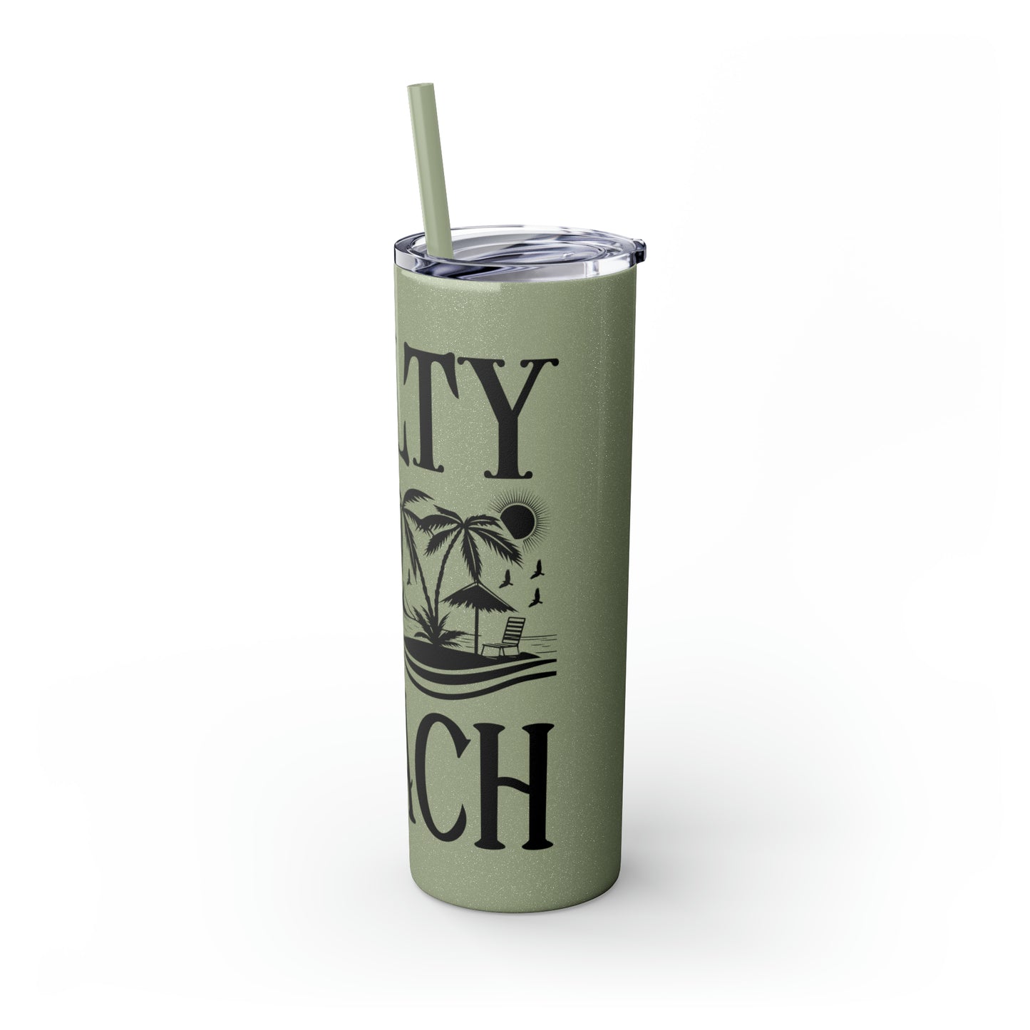 Salty lil beach-Skinny Tumbler with Straw, 20oz