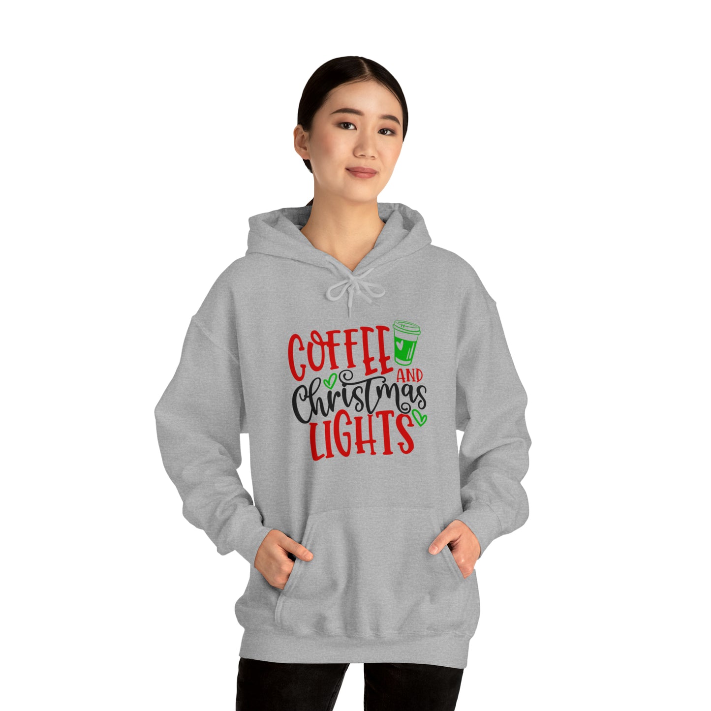 Christmas coffee lights- Unisex Heavy Blend™ Hooded Sweatshirt