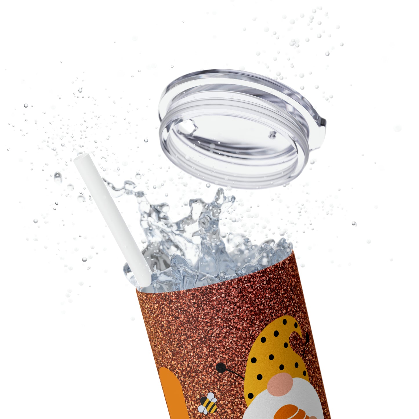 Fall Gnome love-Skinny Tumbler with Straw, 20oz